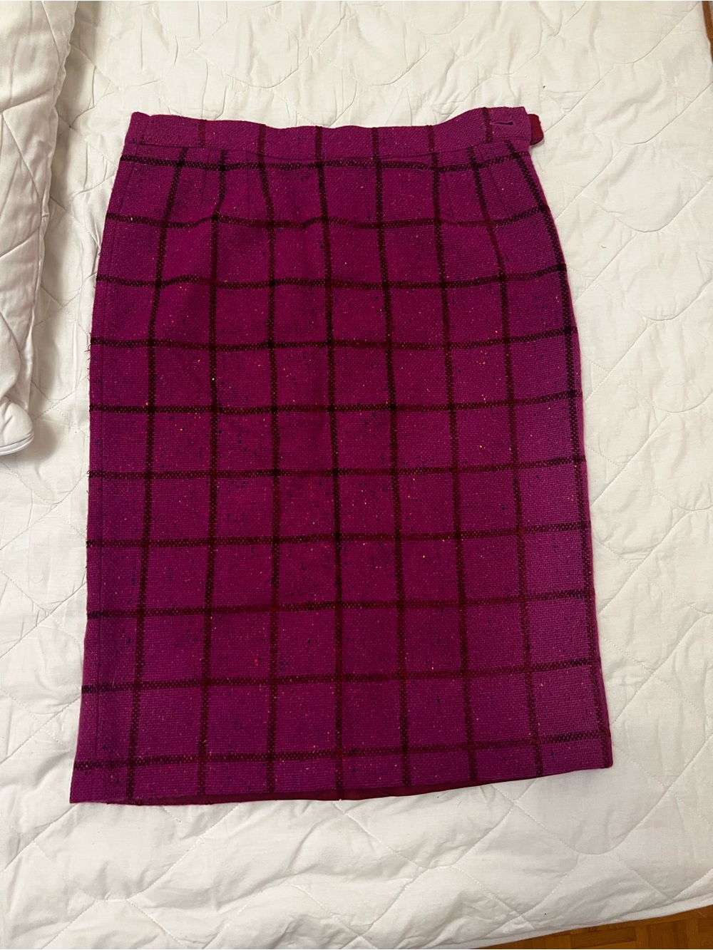 Yves Saint Laurent Magenta Windowpane Knit Pencil Skirt